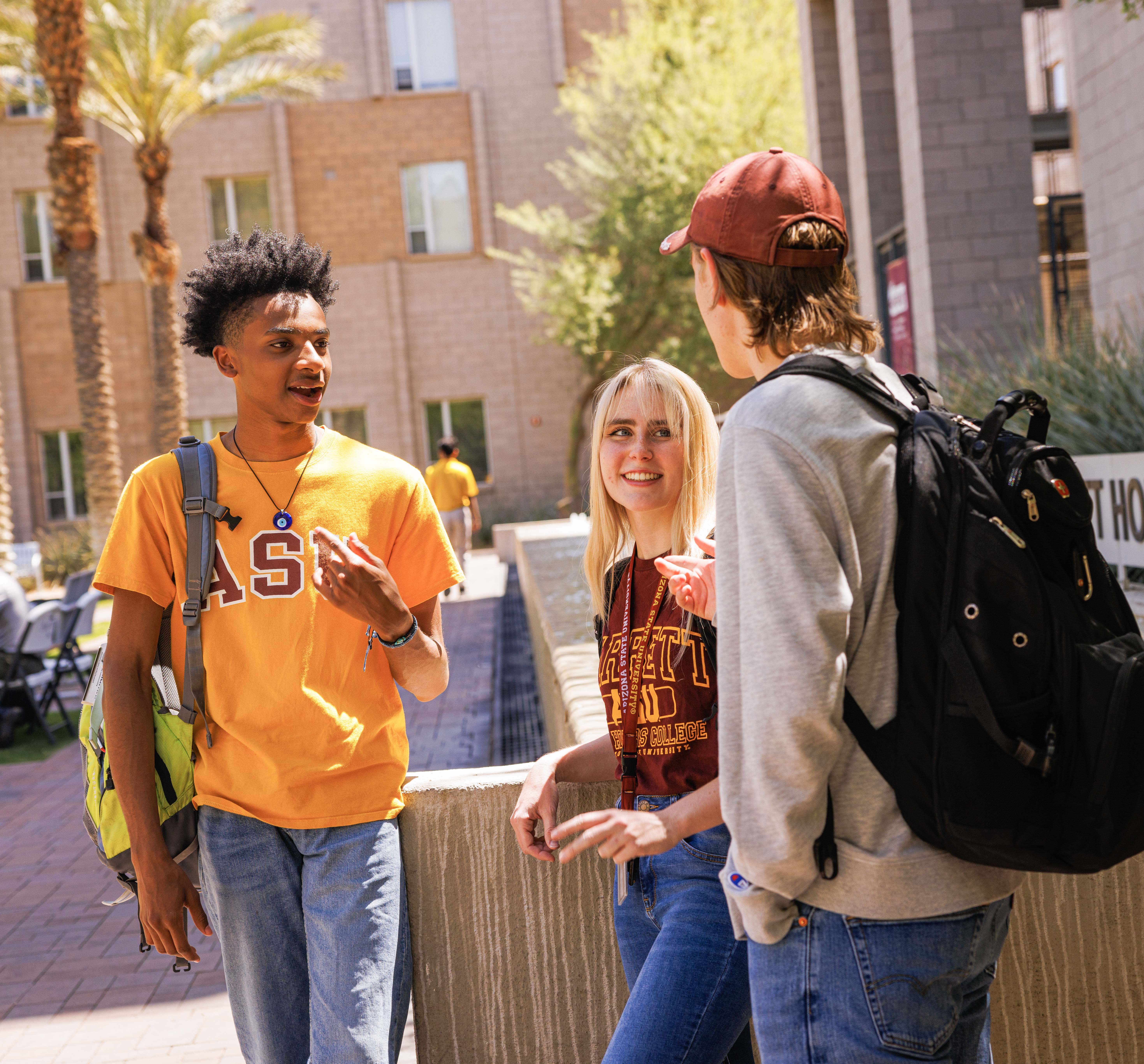 Students talking outside